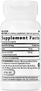 GNC Women's Hyaluronic Acid, Skin Hydrating Daily Supplement, Supports Moistureand Joint Health, 30 Capsules