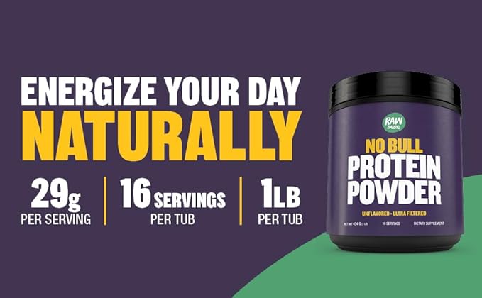 1lb No Bull Unflavored Whey Protein Powder, Pure, Instantized Whey Supplement,High Protein, Low Carb, No Fillers, No Additives, Flavorless
