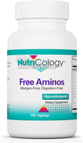 Nutricology Free Aminos Supplement - Essential Amino Acids Complex, Lean Muscle Mass Support, Vegetarian Capsules - 100 Count