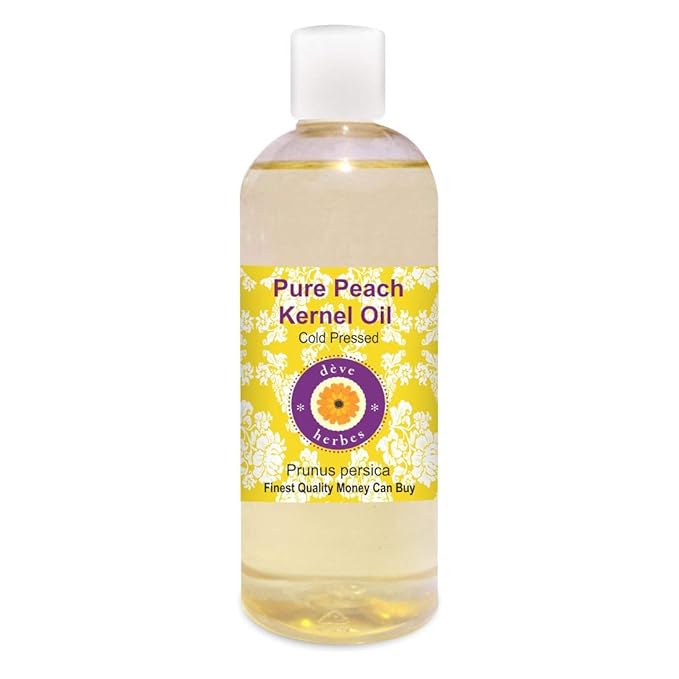 Deve Herbes Pure Peach Kernel Oil (Prunus persica) Cold Pressed 200ml (6.76 oz)