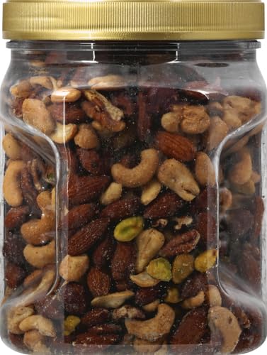 PLANTERS Deluxe Mixed Nuts with Sea Salt,27 oz Resealable Container - Variety Mixed Nuts Snacks with Cashews,Almonds,Pecans,Pistachios & Hazelnuts - Energy Boost - Kosher,(Pack of 2)
