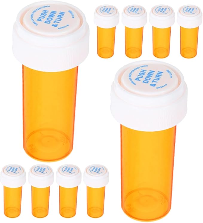 TEHAUX 10pcs Small Pill Bottle Organizer with Screw Cap, Portable Medicine Storage Case for Travel and Outdoor Use, Reusable Airplane Travel Essentials Container