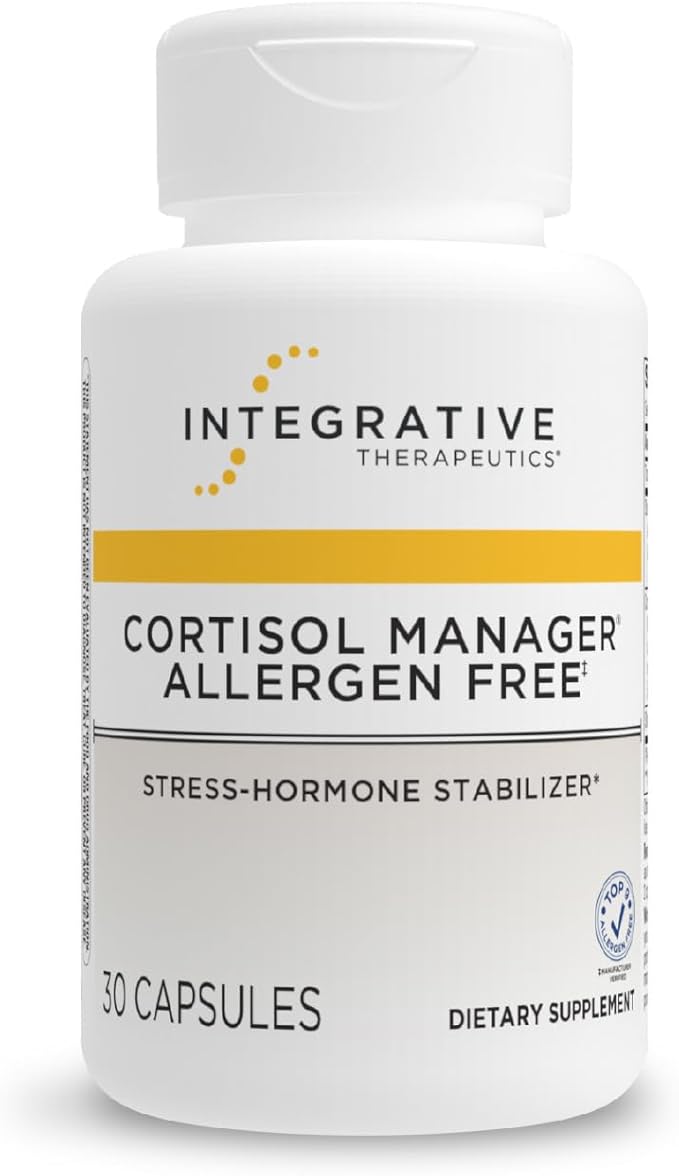 Integrative Therapeutics Cortisol Manager Allergen Free - Adrenal Health Support Supplement for Healthy Stress Response* - Vegan, Non-Dairy & Gluten-Free - 30 Capsules (15 Servings)