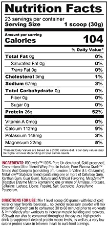 Metabolic Nutrition Whey Protein Isolate ISO PWDR Banana Cream, 3.04lb, 23 Servings, 26g Protein, Fast Digesting, Zero Carbs, Delicious Flavor, Very Low Carbs & Fat, Zero Lactose
