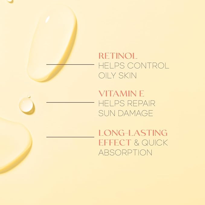 Retinol & Vitamin E Face Serum - 1.69 Fl. oz, Cruelty-Free, Reduces Acne Scars, Wrinkles, Anti-Aging, Skin Renewal, Hydrating, Korean Beauty