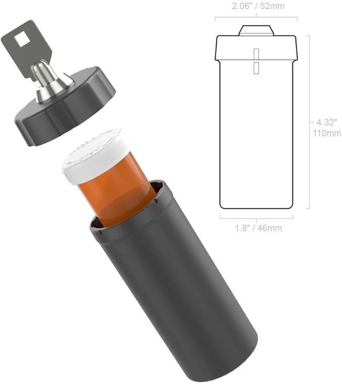 Ezy Dose Pill Box and Medicine, Vitamin Container, Safe for Money & Travel Items, Durable Canister, 2 Keys with Lock, Medium (Pack of 2)