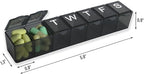 2 Pack Weekly (7-Day) Pill Organizer, 7 Days Pill Case Travel Daily Pill Box Portable Medicine Organizer and Planner with Compartment for Vitamins, Fish Oil, Supplements and Medication(Black&White)
