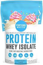 Portions Master CFM Whey Isolate Protein Powder, 2 LB, 23g Low Carb, Low Fat, Cold-Processed, Fast Absorbing, Muscle Growth & Recovery Support (Birthday Cake)