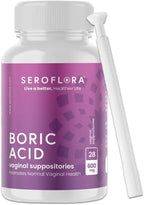 Seroflora Boric Acid Vaginal Suppositories for Women + 1 Suppository Applicator - Helps Support Vaginal Odor pH Balance, Yeast Infection and Bacterial Vaginosis
