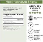 NatureWise Green Tea Extract Capsules 1000 mg - 50% EGCG & 98% Polyphenols - Extra Strength Green Tea Pills - Antioxidants for Heart Health & Energy - Vegan, Non-GMO - 60 Count[30-Day Supply]