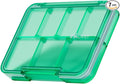 Small Pill Organizer, Waterproof & Portable Pill Case for Daily Travel - Adjustable 7 Compartments Compact Medicine Holder for Vitamins, Pills, Perfect for Purse or Pocket (Green)