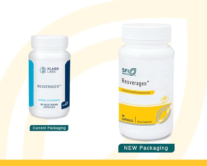 Klaire Labs SFI Health Resveragen - 250 Milligrams Trans Resveratrol from 500 Milligrams Japanese Knotweed (60 Capsules)