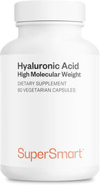 Supersmart Hyaluronic Acid Supplement 300mg per Day (Sodium Hyaluronate) - High Molecular Weight 1.2 Million Daltons | Non-GMO & Gluten Free - 60 Vegetarian Capsules