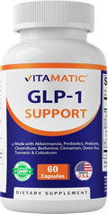 Vitamatic GLP-1 Support Supplement for Men & Women 60 Capsules - Made with Akkermansia, Probiotics, Prebiotic, Clostridium, Berberine, Cinnamon, Green Tea, Turmeric & Colostrum