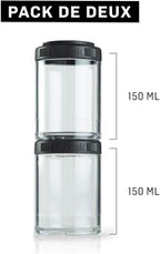 BlenderBottle GoStak Twist n' Lock Storage Jars, 150cc 2-Pak, Black