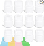 12 Pack Travel Pill Bottles - White Food Grade Plastic with Screw Caps & Labels, Small Pill Organizer for Pills, Vitamins, Capsules
