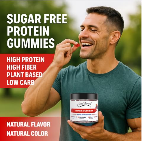 120 Sugar Free Protein Gummies with 1g per gummy & High Fiber | High Protein Snacks| Healthy Snacks for Adults| Plant Based | Fiber Gummies for Adults| Low carb 1g Net Carb, Stevia, Natural Flavor.