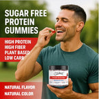 120 Sugar Free Protein Gummies with 1g per gummy & High Fiber | High Protein Snacks| Healthy Snacks for Adults| Plant Based | Fiber Gummies for Adults| Low carb 1g Net Carb, Stevia, Natural Flavor.