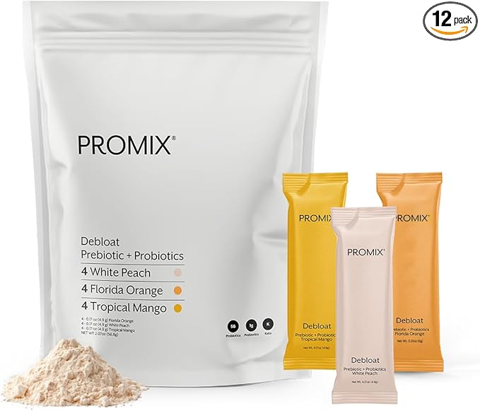 ProMix Nutrition Debloat Prebiotics and Probiotics - Digestive Health, Nausea Relief, Gut Repair, and Bloating Relief for Women and Men - Variety Pack - 12 Servings (Pack of 12)