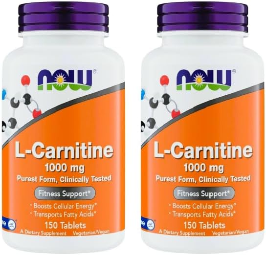 Now Supplements L-Carnitine 1000mg - 150 Tablets Value Size, Supports Lean Muscle Growth, Carnipure, Non-GMO, Kosher, Ideal for Vegans, Athletes, and Energy Support (Pack of 2)