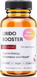 Male Libido Booster - Herbal Testosterone Supplement with Organic Maca Root, Korean Red Ginseng & L-Theanine – Gluten-Free Vegan Non-GMO Supplement (60 Caps)