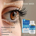 Hyalogic HylaVision Eye Vitamins – with Hyaluronic Acid, Clear Eyes with Lutein and Zeaxanthin Supplements for Eye Care Eye Health Support - 120 Capsules