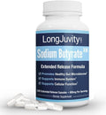 LongJuvity Sodium Butyrate Supplement (300mg) - Optimal Gut Health for Men & Women - Digestion Support & Leaky Gut Repair - Postbiotic Short Chain Fatty Acid, Lab Tested (120 Extended Release Caps)