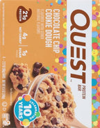 Quest Nutrition Chocolate Chip Cookie Dough Protein Bars,21g Protein,4,Net Carbs,1g Sugar,High Fiber,Gluten Free,Keto Friendly,4 Count (Pack of 2)