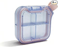 Small Stylish Pill Case for Women, Compact Vitamin Box, Portable Travel Pill Container, 4 Compartments Medications & Supplements Organizer (Purple)