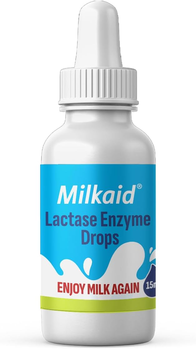 Milkaid Lactase Enzyme Drops for Lactose Intolerance | Prevents Gas, Bloating & Diarrhea | Fast Acting Dairy Digestive Supplement | Gluten Free & Vegetarian | No Artificial Flavor | 0.5 Fl Oz (1)