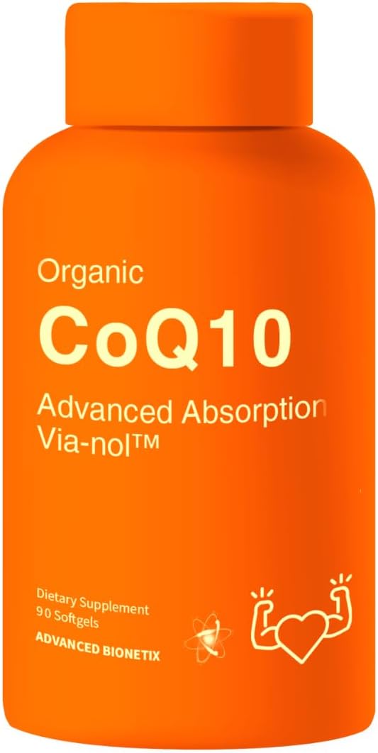 Advanced Bionetix Advanced Absorption 200mg CoQ10 w/Black Pepper Extract. 90 Softgels. Antioxidant Supplement, Heart & Vascular Health, Brain Health, Organic, Gluten Free, Energy Production