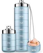 Mossime Metal Pill Organizer Weekly, Stackable Waterproof Travel Pill Box, Large Aluminum Alloy Pill Case Container, BPA Free 7 Day Daily Medicine Organizer for Vitamin, Fish Oil, Supplement