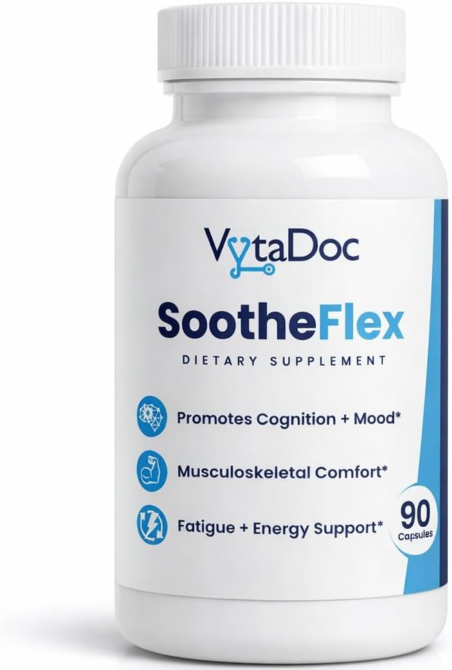 SootheFlex Joint, Energy & Mood Support for Women | Turmeric 900mg, Ferrochel® Iron, Magnesium Malate, Vitamin D3, Ginger, Selenium | 90 Capsules | Gentle Iron — Easy on Digestion