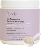 Perelel Prenatal Vitamins Powder for 1st Trimester, with Vitamin B6 & Methylfolate, Anti Nausea Support, Dairy Free, Sugar Free Clean Drink Mix for Early Stage Support, Light Vanilla, 30 Day Supply