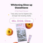 NE:AR Glow Boost Drink – 250mg Pure Glutathione + 500mg Vitamin C – Sugar-Free Beauty Powder for Skin Brightening & Hydration – Refreshing Flat Peach Flavor – Made in Korea