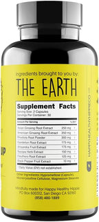 Natural Energy Pills – Caffeine Free – Mental Booster – with Rhodiola Rosea, Dandelion Root, Bacopa, Ginseng Extract – 7 Herbs & Absorption Enhancing Piperine – Vegan, Non-GMO, 60 Ct