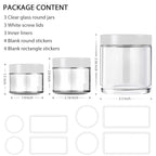 Tecohouse Glass Jar with Lids, 1 oz, 2 oz and 4 oz Glass Jars with Lids & Stickers, Reusable Travel Containers for Creams, Lotion, Cosmetic - 3 pack