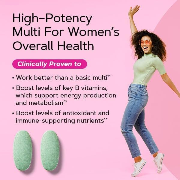 GNC Women’s Ultra Mega Multivitamin Caplets, Clinically Proven to Feel Better, Immune Support, Vitamin A, B, C, D, Iron, Biotin, Beauty, Gluten Free, Timed Release, 90 ct, 45 svgs
