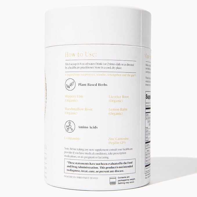 Daily Gut Health Kit – 6-in-1 All Natural Supplement, Bloat & Gas Aid, GI Lining Repair, IBS Support – Lemon Balm, L-Glutamine, PepZinGI, Mixed Berry, 30 Servings, Electric Mixer & Spoon