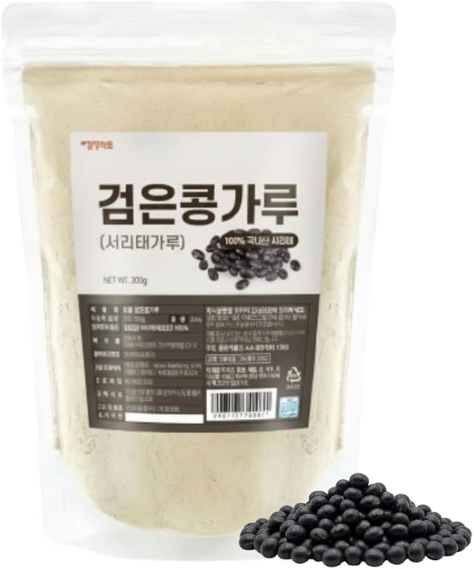 Roasted Korean Black Soybean Powder – 100% Toasted Seoritae from Korea, Fine Ground, Plant-Based Ingredient for Smoothies, Drinks, and Cooking 볶은검은콩가루 볶은서리태가루 (10.6 oz (300g), Roasted Black Bean)