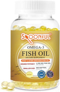 Spoonful Mini Omega 3 Fish Oil, iFOS Certified, 1290 mg Per Serving, 300 Softgels Pearls, Small Size Easy to Swallow Capsules, Made in USA