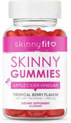 SkinnyFit Skinny Gummies Apple Cider Vinegar Gummies w/ The Mother, Healthy Weight, Immune Support, Vitamin B9, B12, Beetroot, Pomegranate, Vegan-Friendly, 60 Count