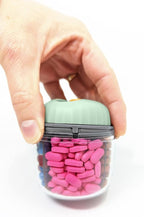 Mini Pill Dispenser Organizer Bottle, Daily Travel Medication Box with Secure Closure (Mini - Green)