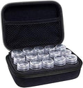 Travel Pill Organizer with 15 Divided Tiny Bottles & Writable Label, Cute Zippered Pill Box for Medicine & Vitamin Holder