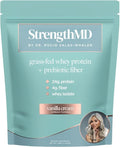 StrengthMD Physician Formulated Protein + Fiber Shake for GLP-1 Support | 24g Protein Grass-Fed Whey, 4g Fiber & Digestive Enzymes, Low Carb, No Added Sugar, Vanilla, 1.72 lb