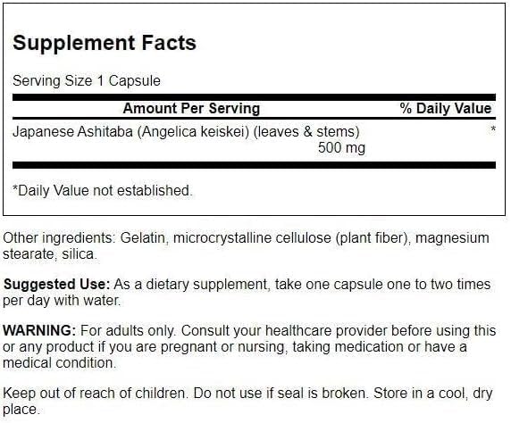 Swanson Japanese Ashitaba - Full Spectrum - Natural Formula for Immune System Support - (60 Capsules, 500mg Each)