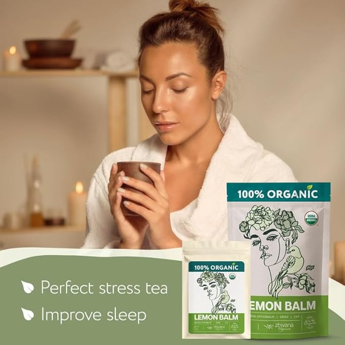 Organic Lemon Balm Tea Loose Leaf (4oz.) - Lemon Balm Leaves - Loose Leaf Melissa Tea - Te de Tolonjil - Natural Support for Stress Response, Sleep, Digestion