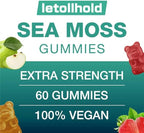 Sea Moss Gummies - Irish Sea Moss Gummies Advanced for Adults with Ashwagandha Bladderwrack & Burdock Root for Supports Immune，Energy - 60 Vegan Gummy,4PCS