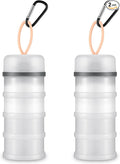 Baderke 2 Pcs Protein Powder Container with Funnels Stand, 4 Stackable Leakproof Protein Powder Dispenser, Portable Keychain Powder Container for Workout, Fitness, Travel(White)