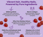 Hunny Bunny Hair Skin and Nails Gummies - Boosted Vegan biotin Vitamins for Women & Men Supports Faster Hair Growth, Stronger Nails, Healthy Skin, Extra Strength Boosted with Collagen, Made in USA